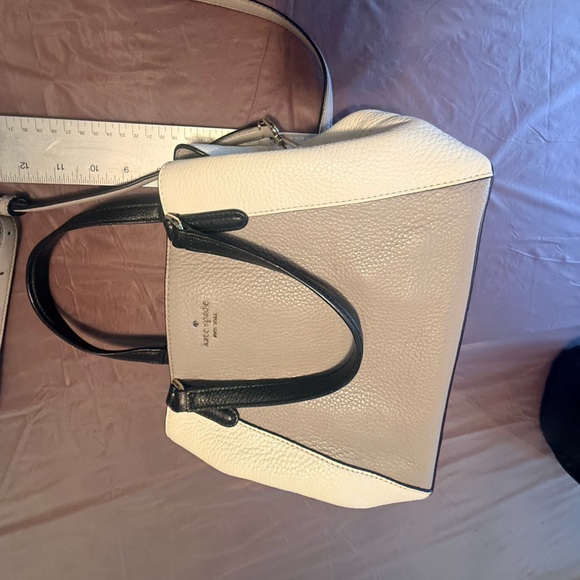 Kate Spade Jackson Medium Triple Compartment Satchel Gray Optic White Black - Picture 9 of 12